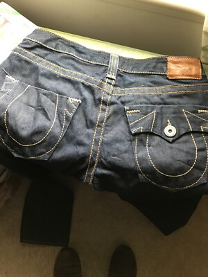 True Religion Jeans Slight Flare 30x33 Leather Patch | eBay