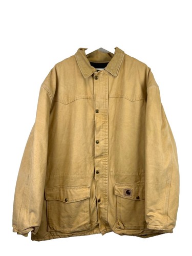 VTG 80s Carhartt Blanket Lined Chore Coat Mens L Duck Canvas