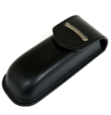 CHROME HEARTS Glasses Case Eyewear Leather Hard Case Scroll Logo