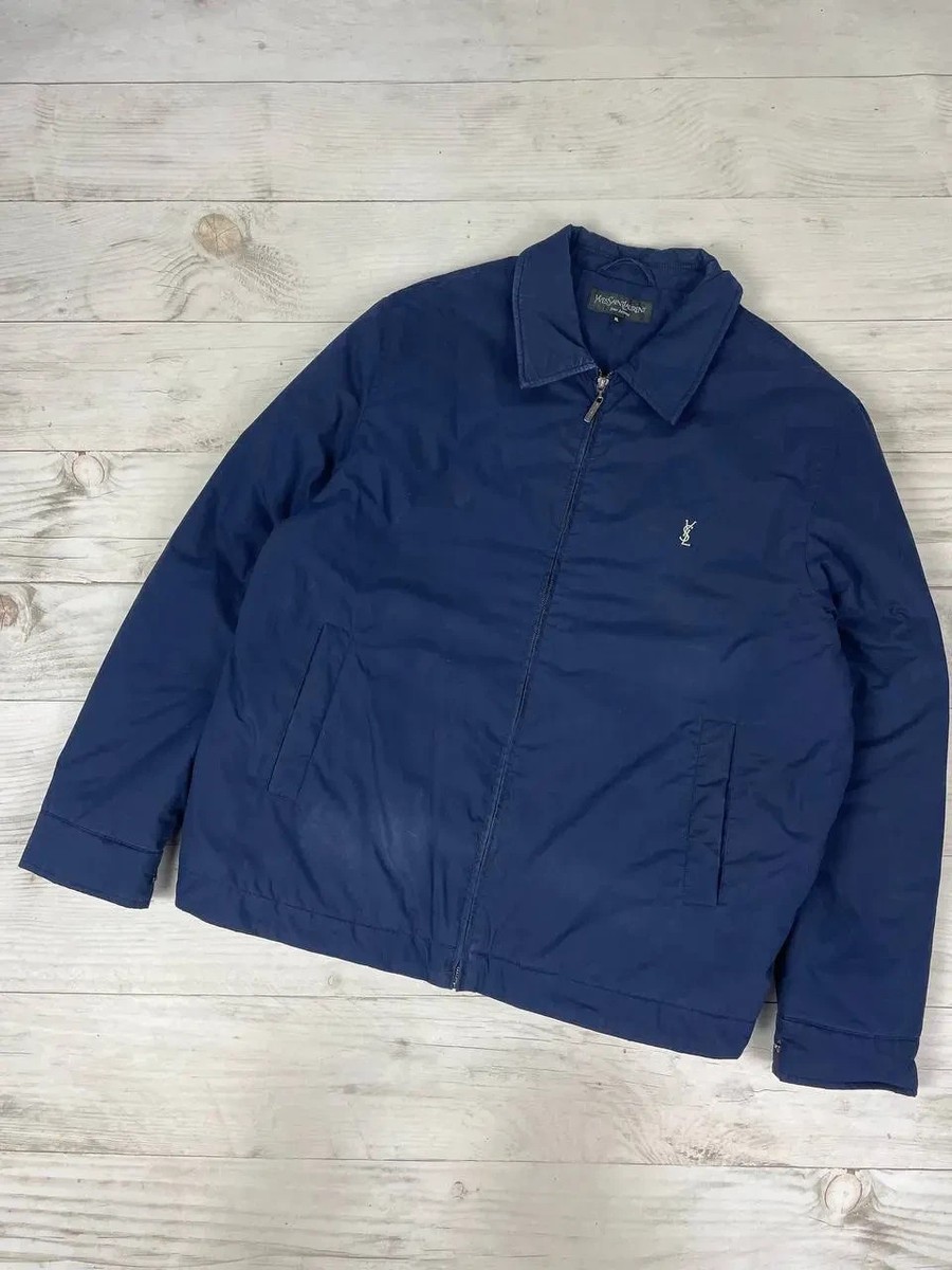 Vintage Yves Saint Laurent Bomber Jacket 90s YSL Men Size XL Blue