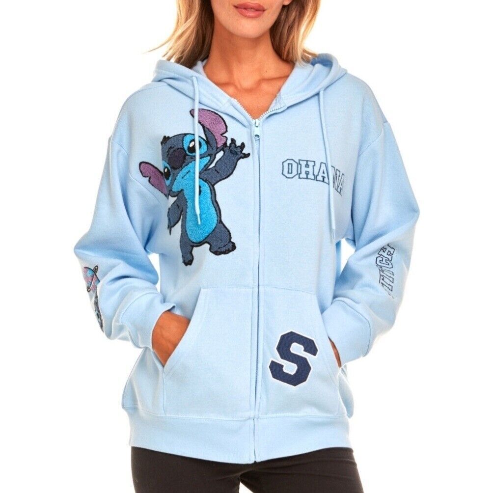 NWT DISNEY Stitch Women's Full Zip Sweatshirt Hoodie Blue XS,S,M,L