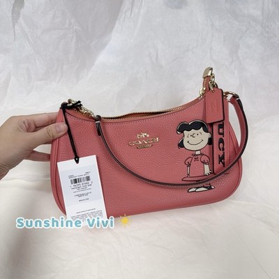 NWT Coach X Peanuts Teri Shoulder Bag With Lucy CBM32 Pebbled