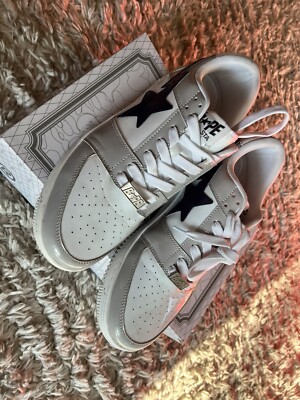 A Bathing Ape Bape Sta GREY WHITE Shoes Size 12 w/ Box EXCELLENT