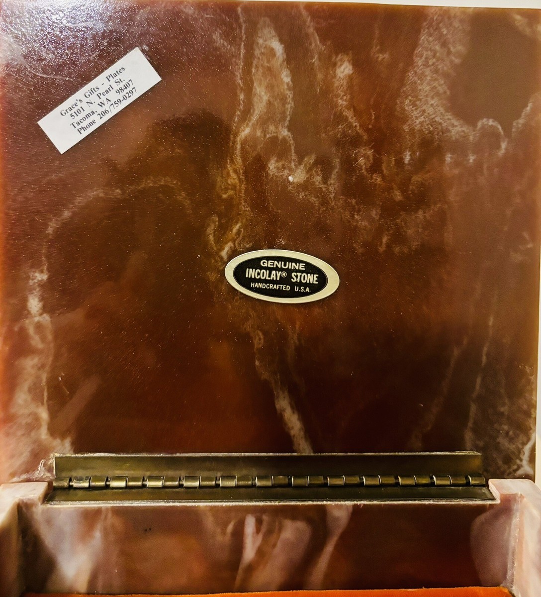 tr0715 GENUINE INCOLAY STONE 小物入れ ケース 箱 Vintage Incolay