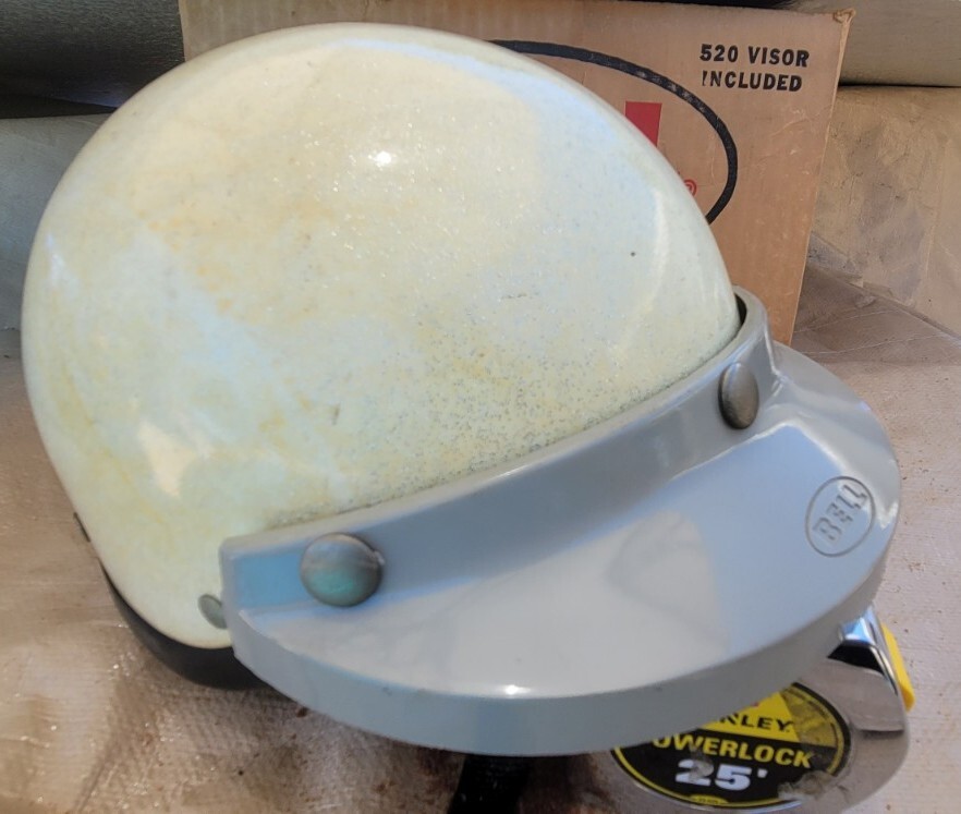 Vintage 1960-70s Bell Toptex Shorty Motorcycle Sparkled Helmet 520