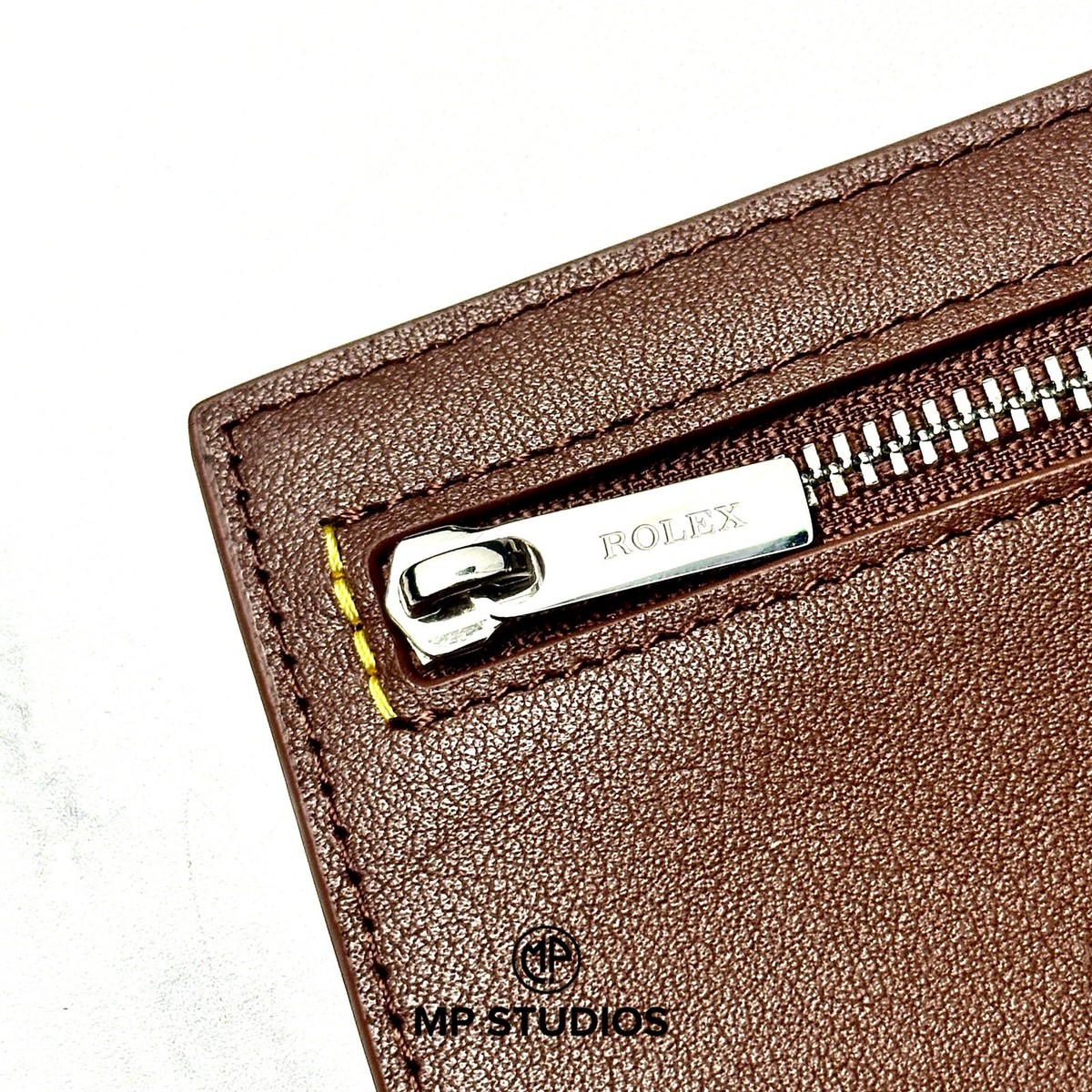 Rolex Pouch Signature Brown Leather 4-Zip Organizer Pouch Wallet