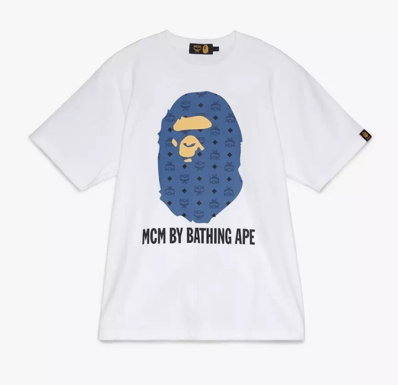 BAPE x MCM By Bathing Ape T-Shirt White/Blue NWT New w/ Tags