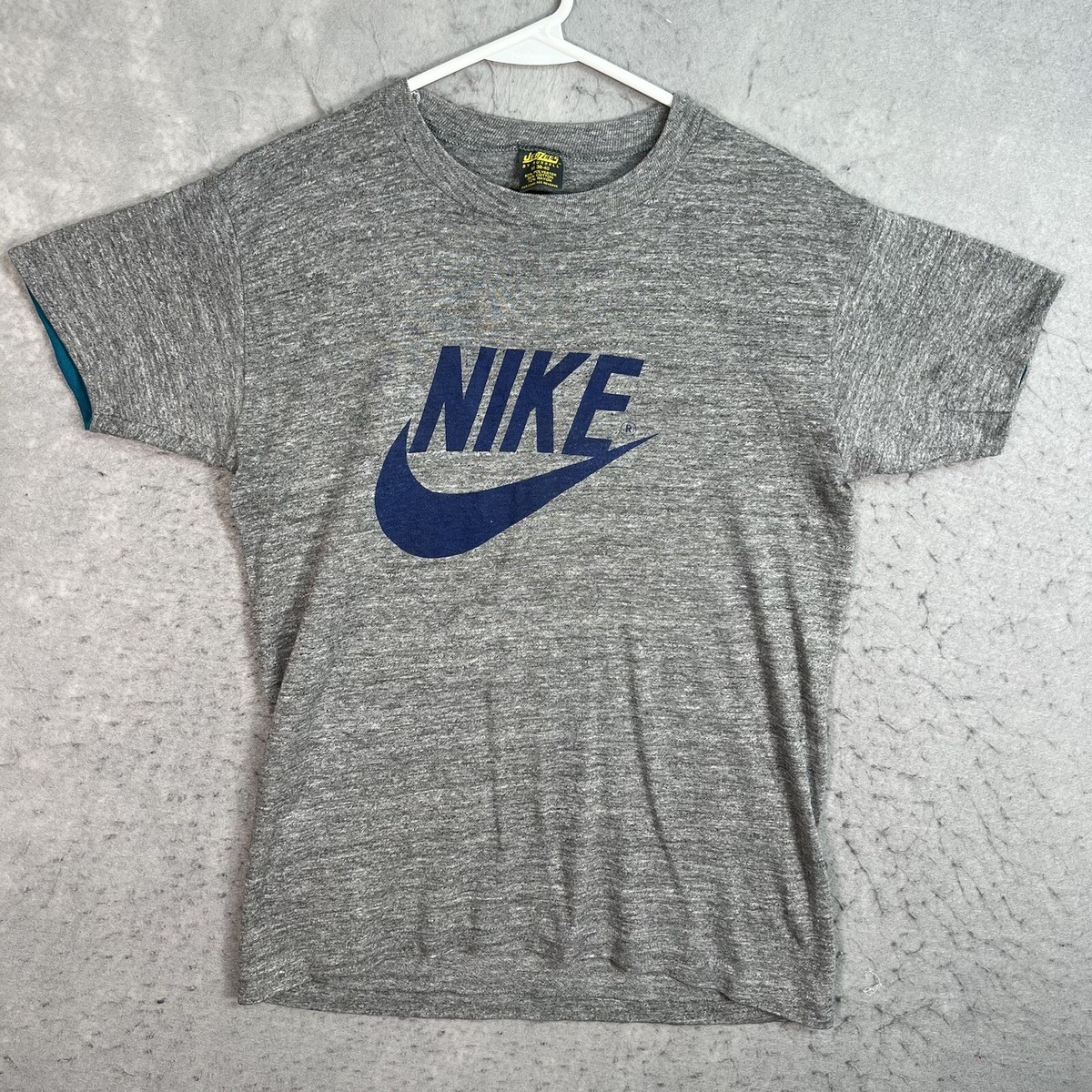 Vintage 70s Nike Swoosh T Shirt Adult Medium Gray Jerzees Tag USA
