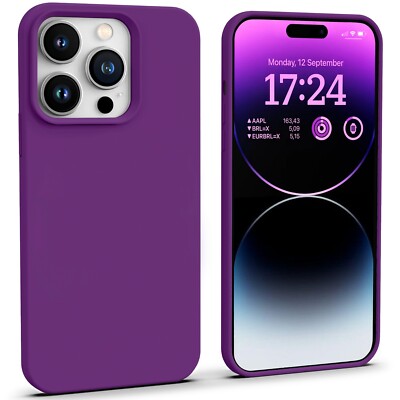 For iPhone 14 Pro Max Case DEEP PURPLE SiliconeThin Shockproof