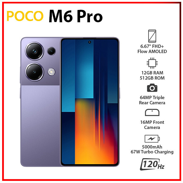 Unlocked) Xiaomi POCO M6 Pro 12GB+512GB PURPLE Dual SIM Android