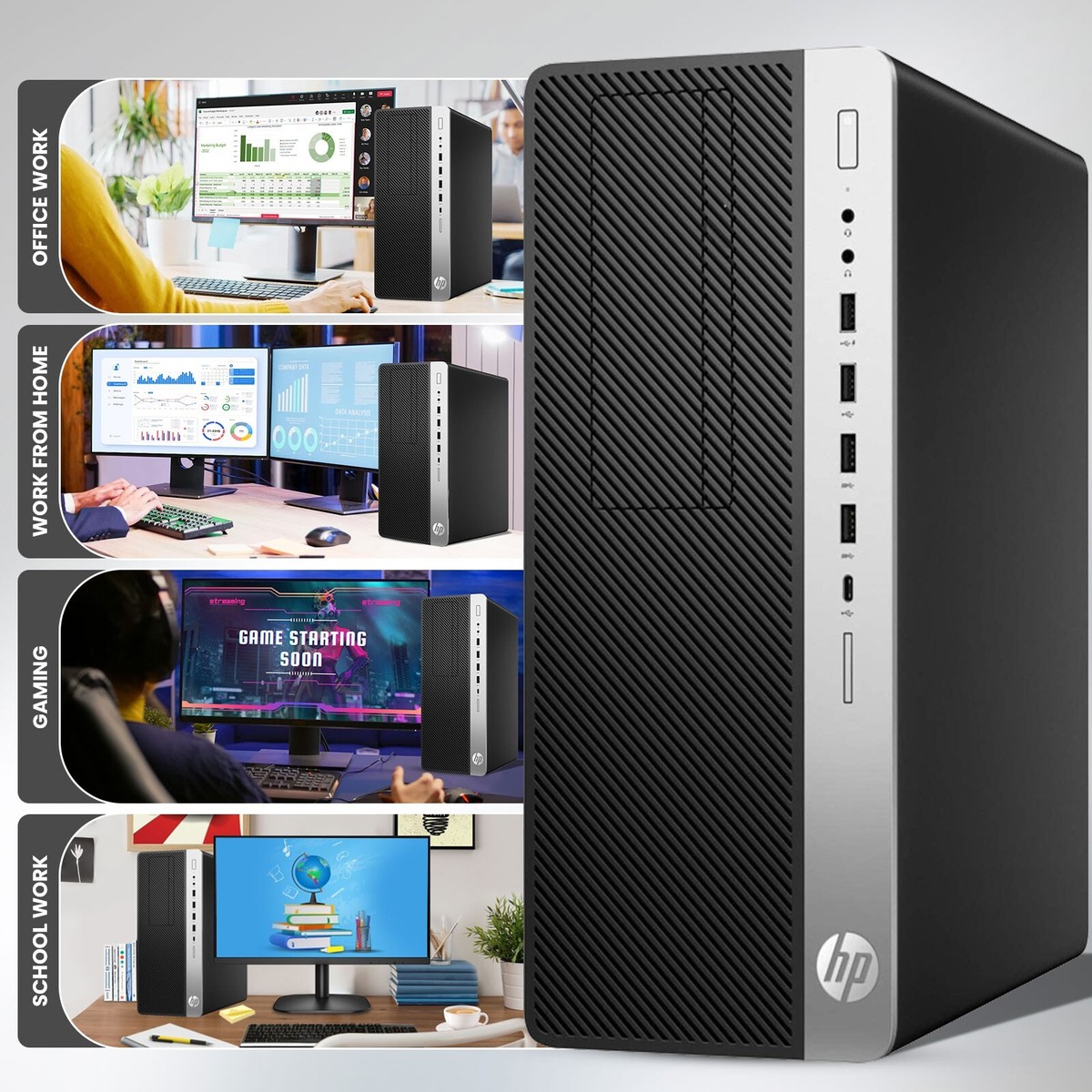 HP G4 Gaming Tower Desktop PC i5-8500 64GB Ram 2TB SSD Nvidia GTX