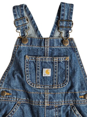 Carhartt Master Cloth Sanforized Overalls Boys Size 5 Blue Denim