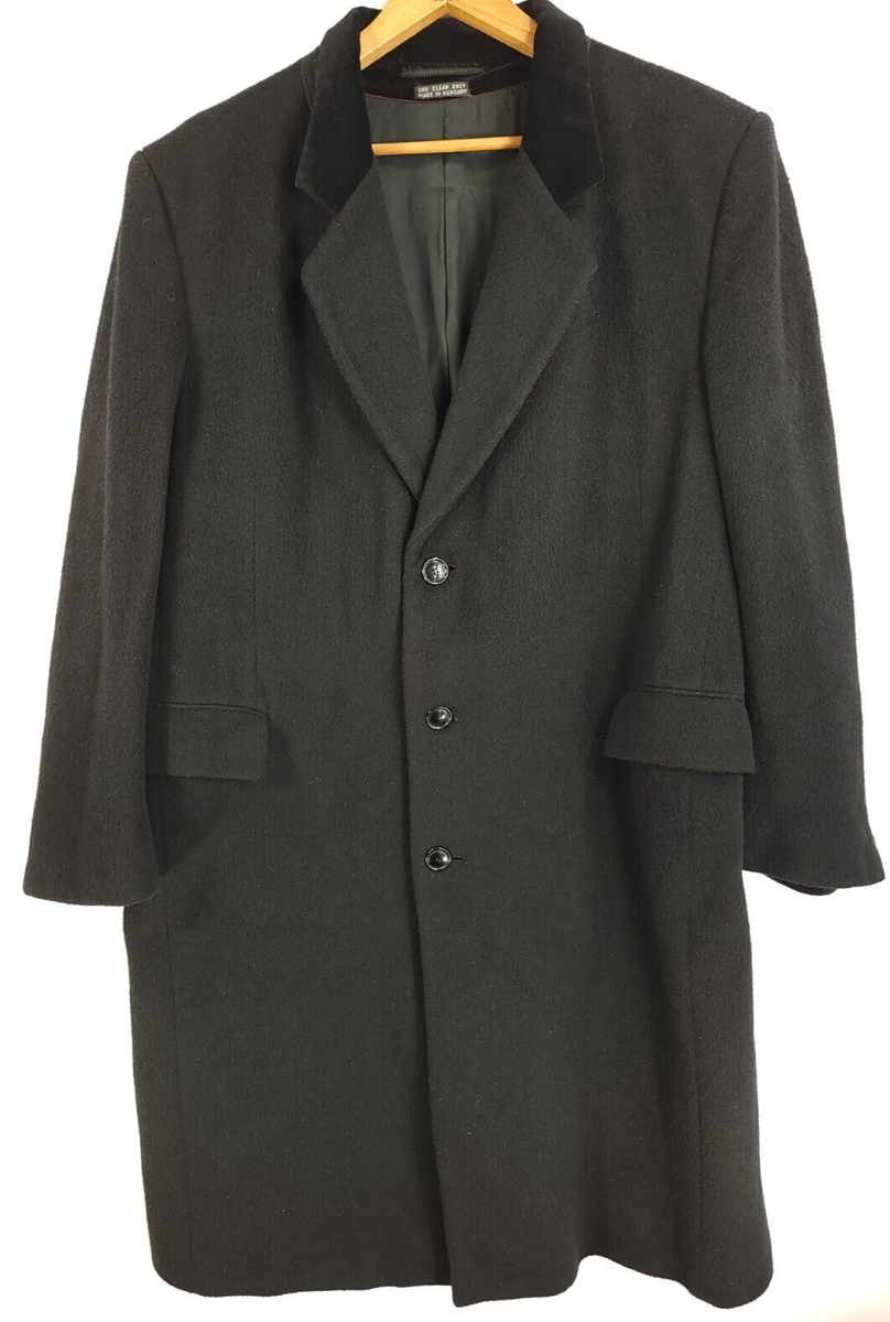 Vintage Teller Cashmere Overcoat Jacket Coat Men's 46? Black 3