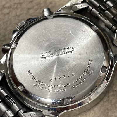 Seiko Chronograph 10Bar 7T92-0LH0 Date Indicator Quartz Mens Watch