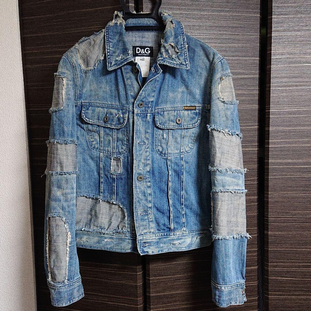 Dolce Gabbana D&G Denim Jacket Damage Processing Indigo Blue Size