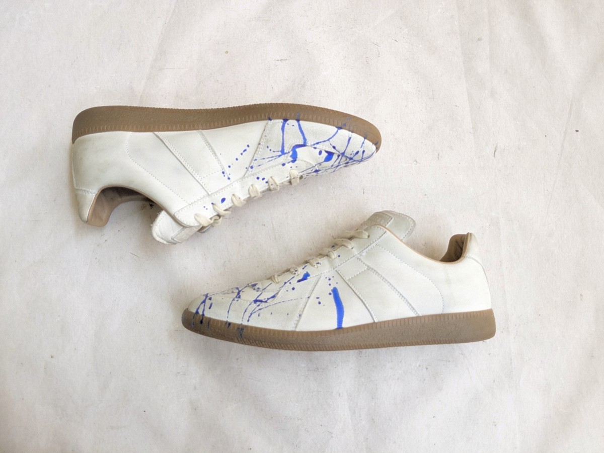 Maison Margiela GAT Sneakers Gray Blue Paint Splatter Men 8 41