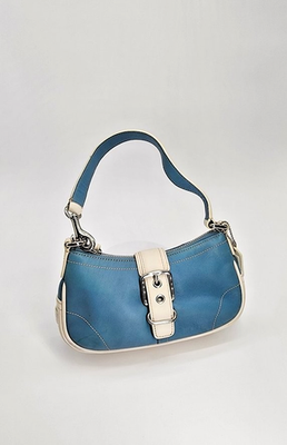 Vintage Coach Y2K Blue & White Leather Demi Hamptons Buckle Mini