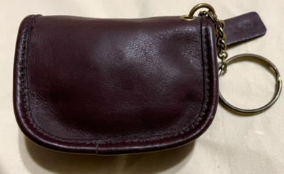 RARE!!! DARK BROWN COACH VINTAGE MINI CITY KEY FOB LEATHER COIN