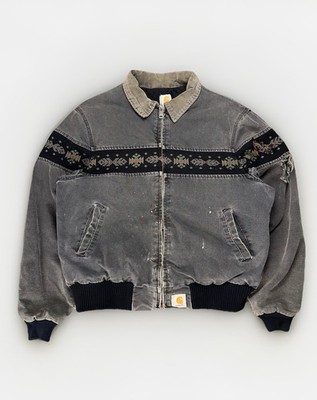 VTG 90s M Carhartt Black Aztec Southwest JQ0405 Jacket Coat