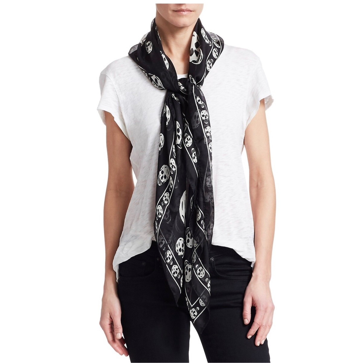 Alexander McQueen Classic Skull Silk Chiffon Scarf | eBay