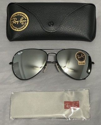 Ray-Ban Aviator RB3026 Silver Mirrored Lenses Sunglasses Black