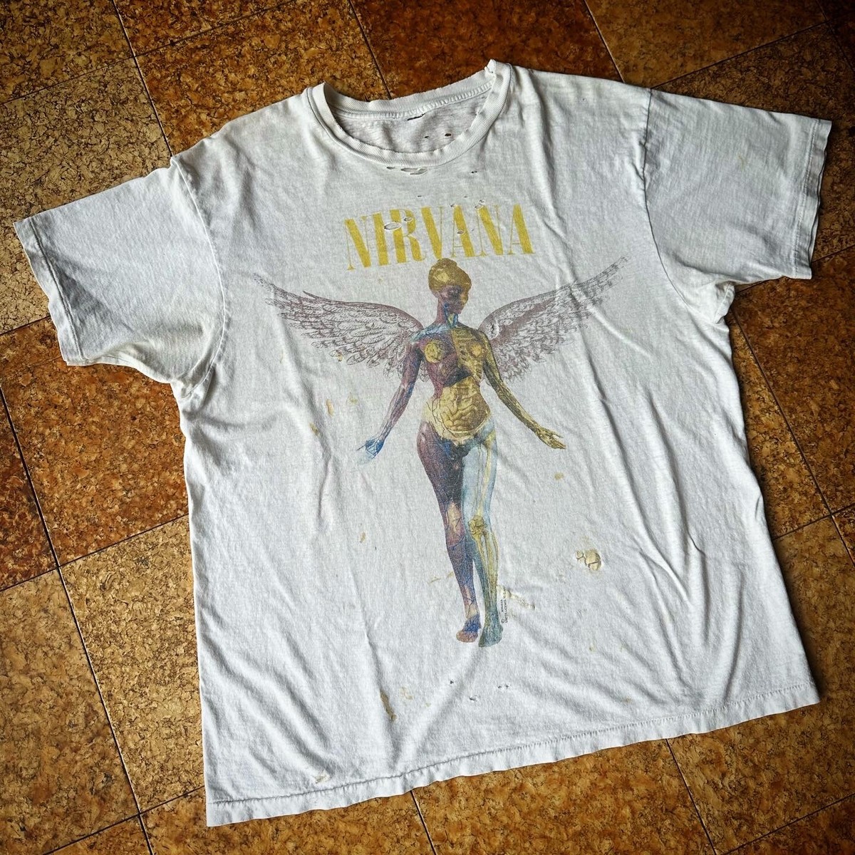 Vtg Nirvana In Utero T shirt 1990's 1993 USA Thrashed Paper Thin