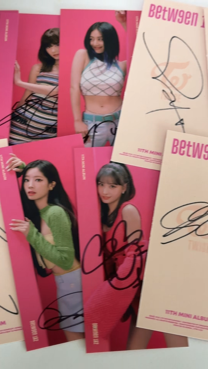 Twice 11th Mini Album Between 1&2 Hand signed Autographed Bookmark