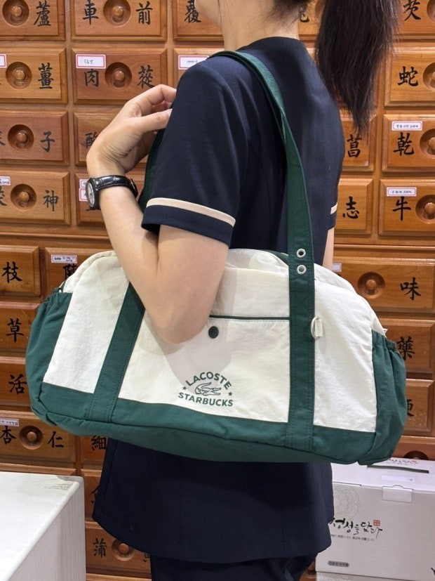Lacoste x STARBUCKS Korea 2025 Multiple Bag Green Ivory Limited