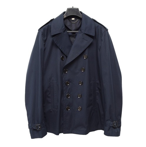 Men's Burberry Unlined Navy Blue Jacket Pea Trench Coat Size 54,US
