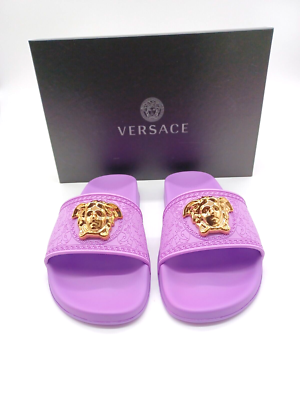 AUTH Versace Women's Medusa Rubber Pool Slides Sandals Size 5 US