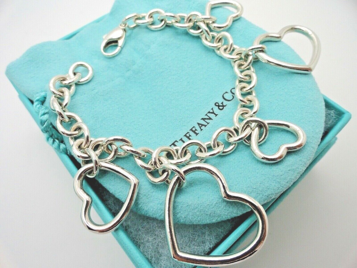 Tiffany & Co. Sterling Silver Multi Open Heart 7.75