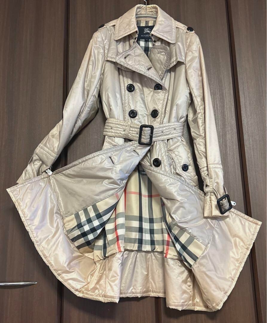 Burberry London Trench Coat color beige Nylon Women Size 38 Belt