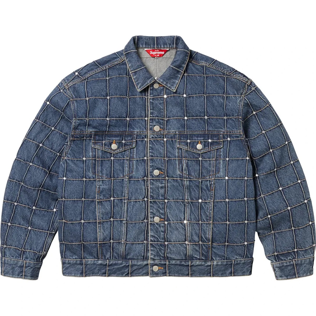 Supreme Studded Seam Denim Trucker Jacket Blue | eBay