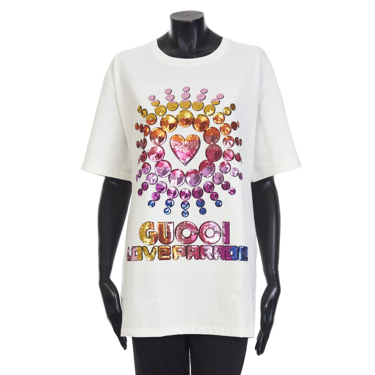 GUCCI 930$ White Cotton Jersey T-shirt - Sequin Love Parade