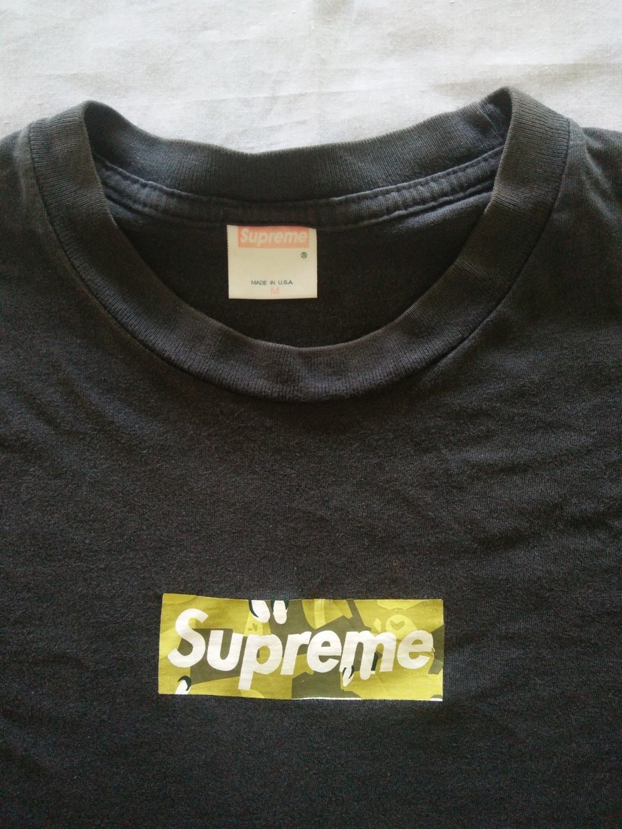 Supreme Bape A Bathing Ape T Shirt Box Logo Camo Made In Usa Rare
