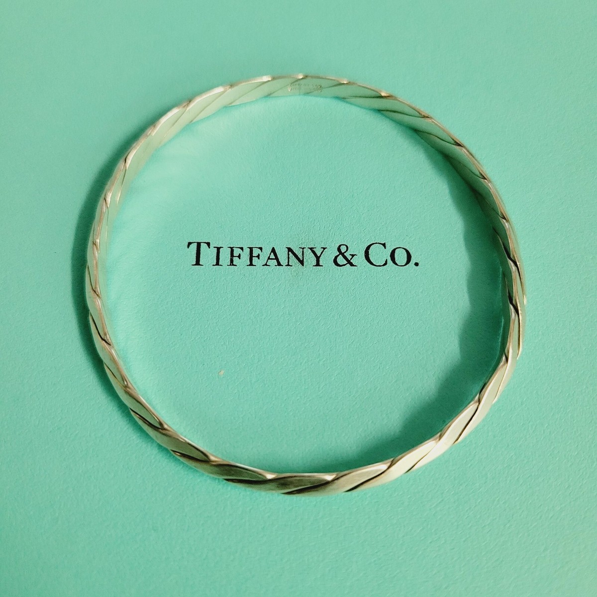 Tiffany & Co. Sterling Silver 925 Twist Braided Knife Edge Bangle