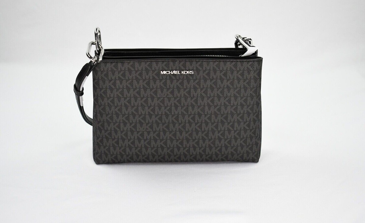 Michael Kors Trisha Triple Compartment Signature Logo Crossbody MK