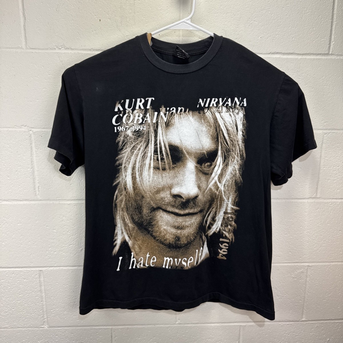 Vintage NIRVANA KURT COBAIN Rock Heaven I hate myself Memorial T