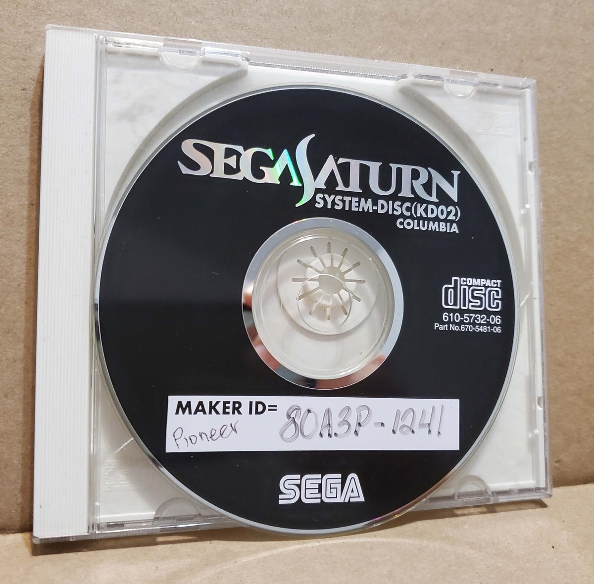 Sega Saturn System Disc (KD02) Black Columbia Development