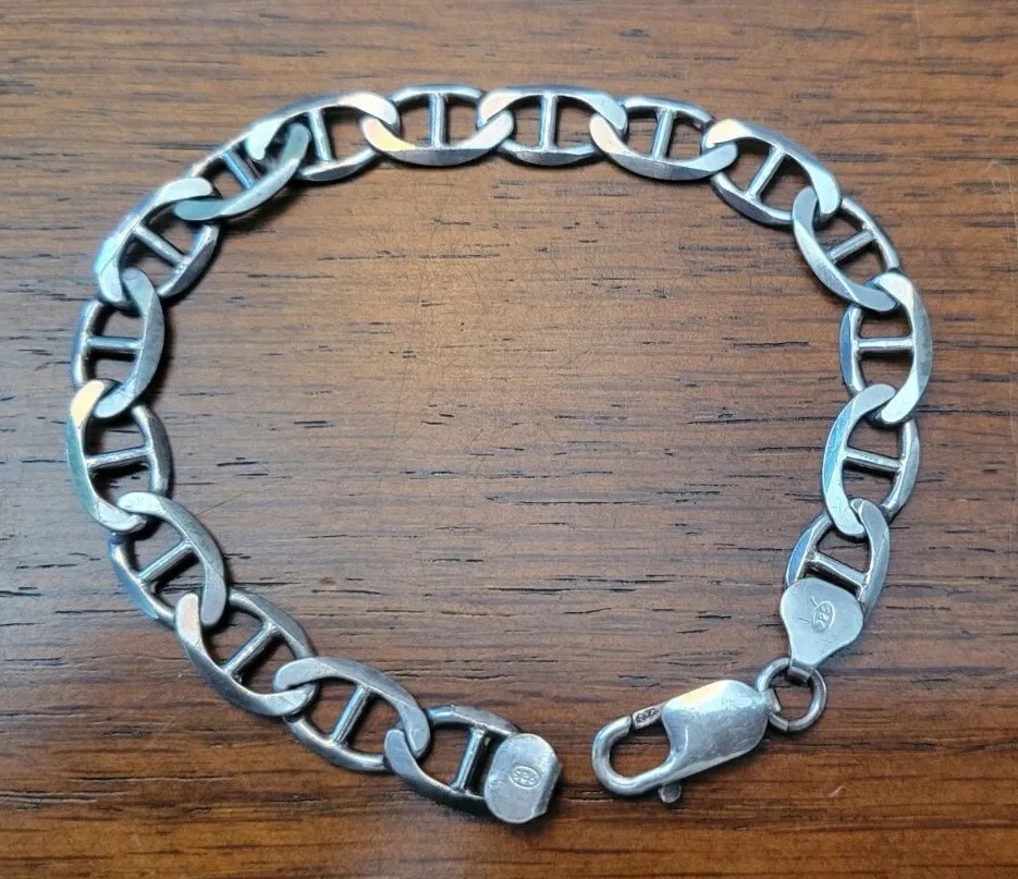 Vintage Italian Silver 925 Italy Chain Unisex Bracelet 8