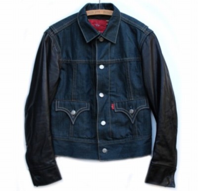 LEVI RED COLLECTION TYPE 4 TRUCKER JACKET M DENIM LEATHER WOOL