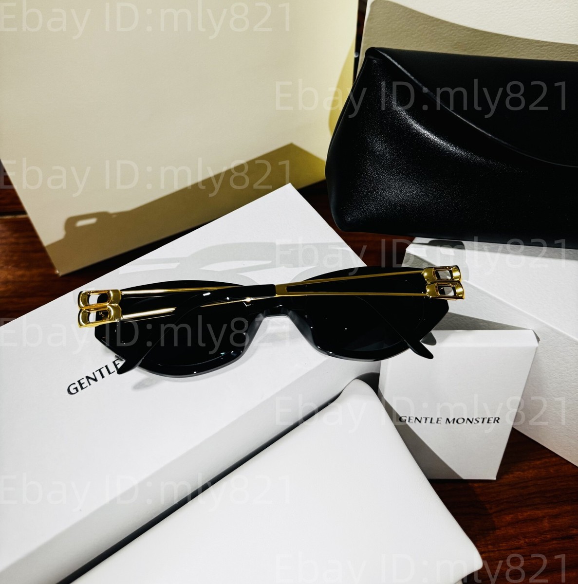 GentleMonster Sunglasses KUNST 01GD Black Frame Black Lenses | eBay