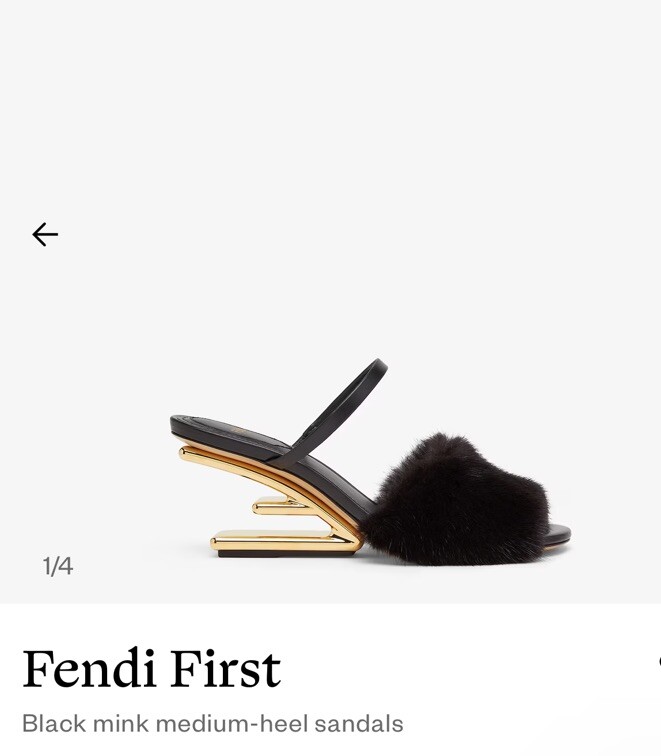 New FENDI First Mink Fur Black Sandals Size EUR 38/ US 8 , Heel 65