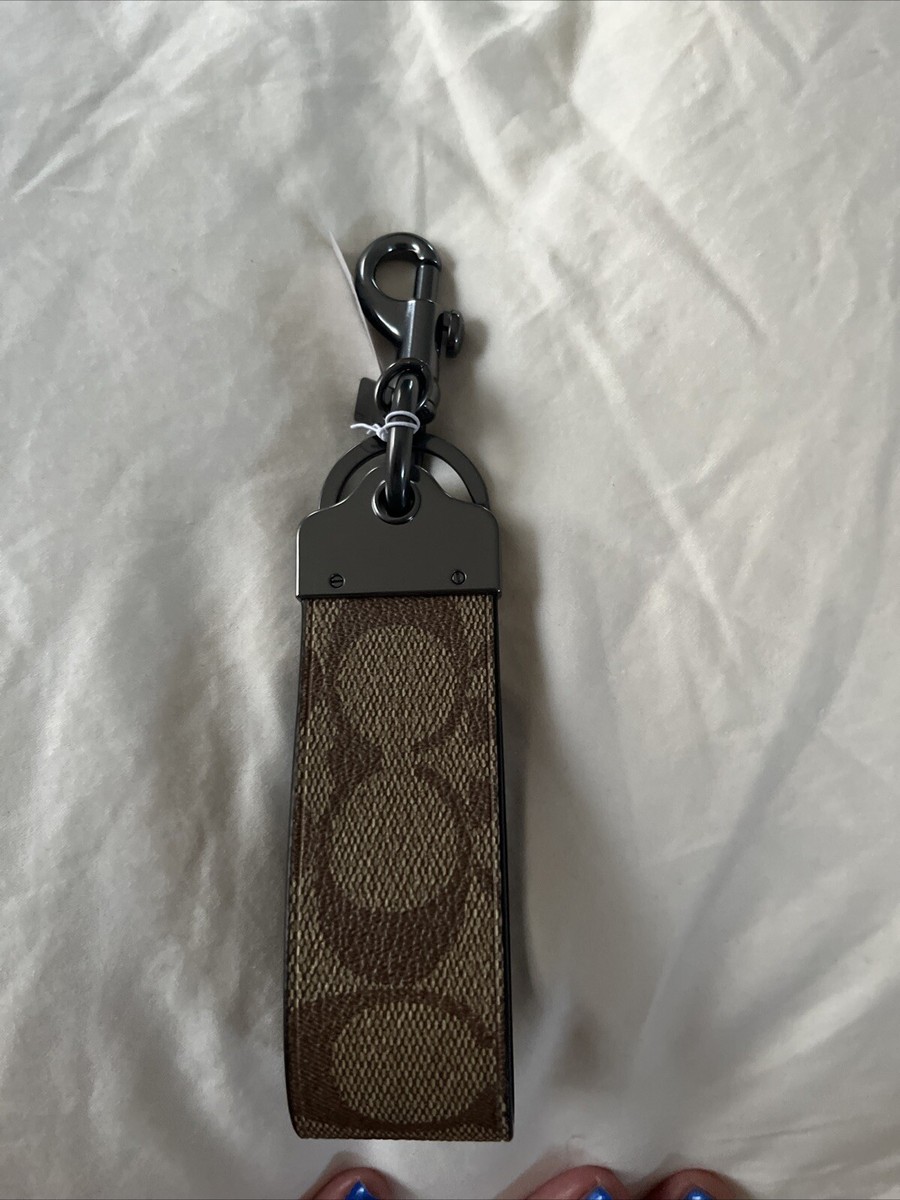NEW COACH Loop Signature Key Chain Dogleash Clip Split Key Ring