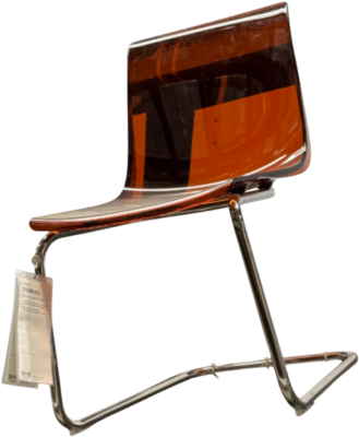 Brand New IKEA TOBIAS Brown Red Chrome Plated Dining Chair 905.325