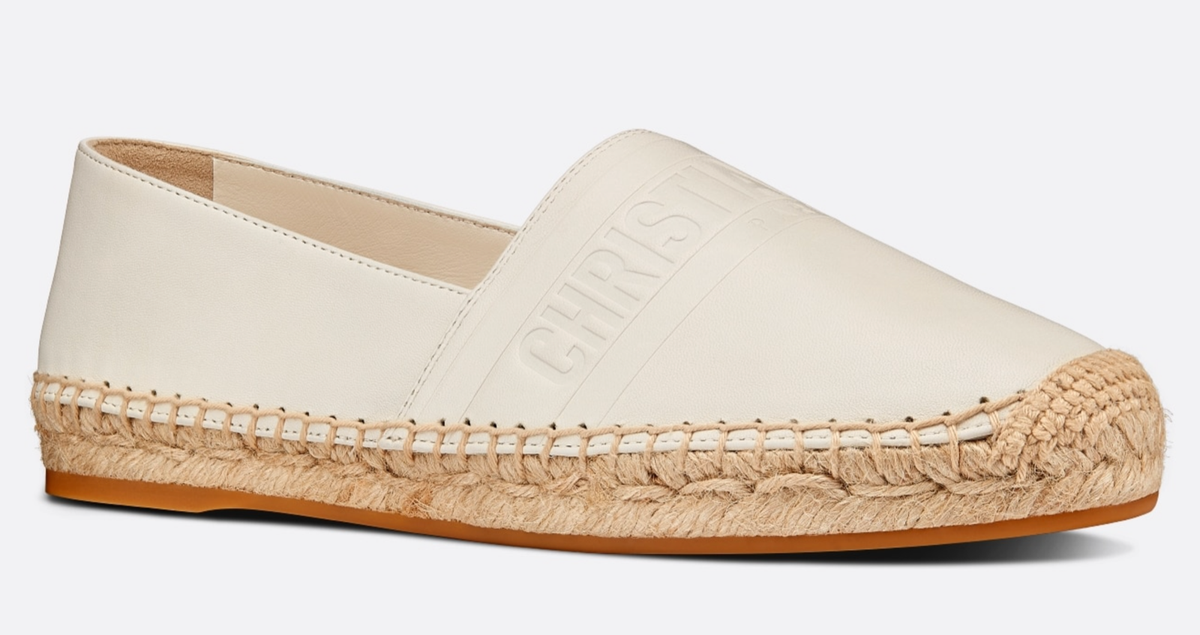 Dior Granville Off White Lambskin Leather Logo Embroidered