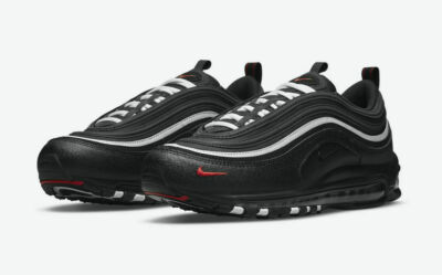 NEW Nike Air Max 97 Size 6.5/WMNS 8 Black/Black-Sport Red-White