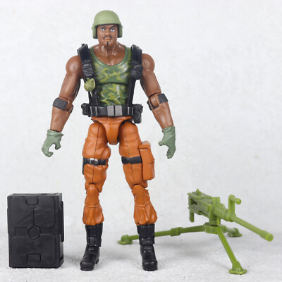 GI Joe 25th Battle Pack ROADBLOCK v16 Heavy Machine Gunner Action