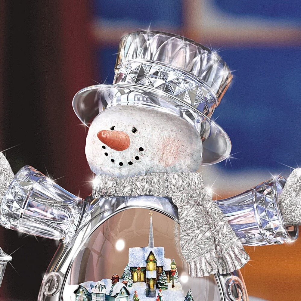 Bradford Thomas Kinkade White Christmas Crystal Snowman Decor