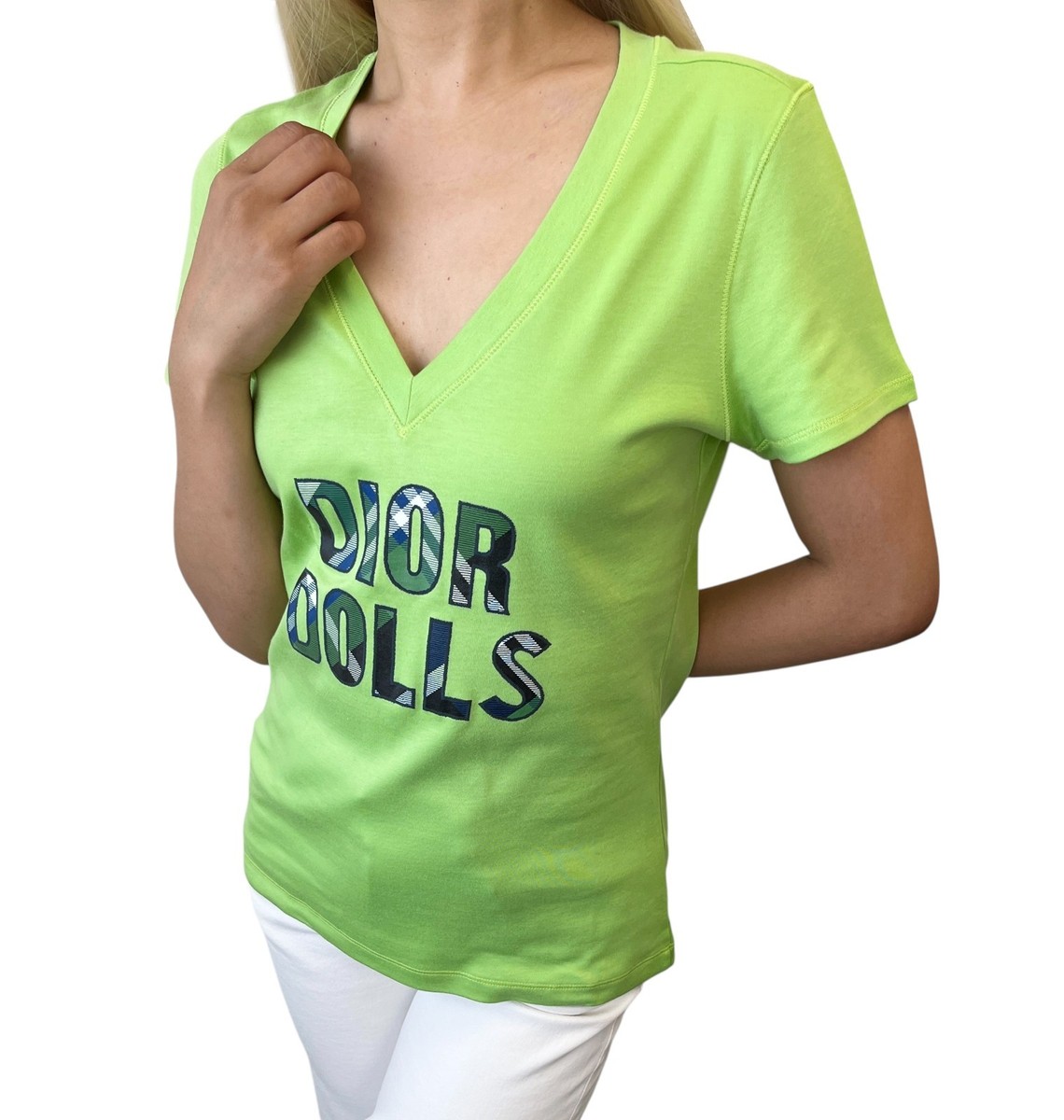 Christian Dior Vintage 2004 Dolls Logo T-shirt Top #44 Light Green